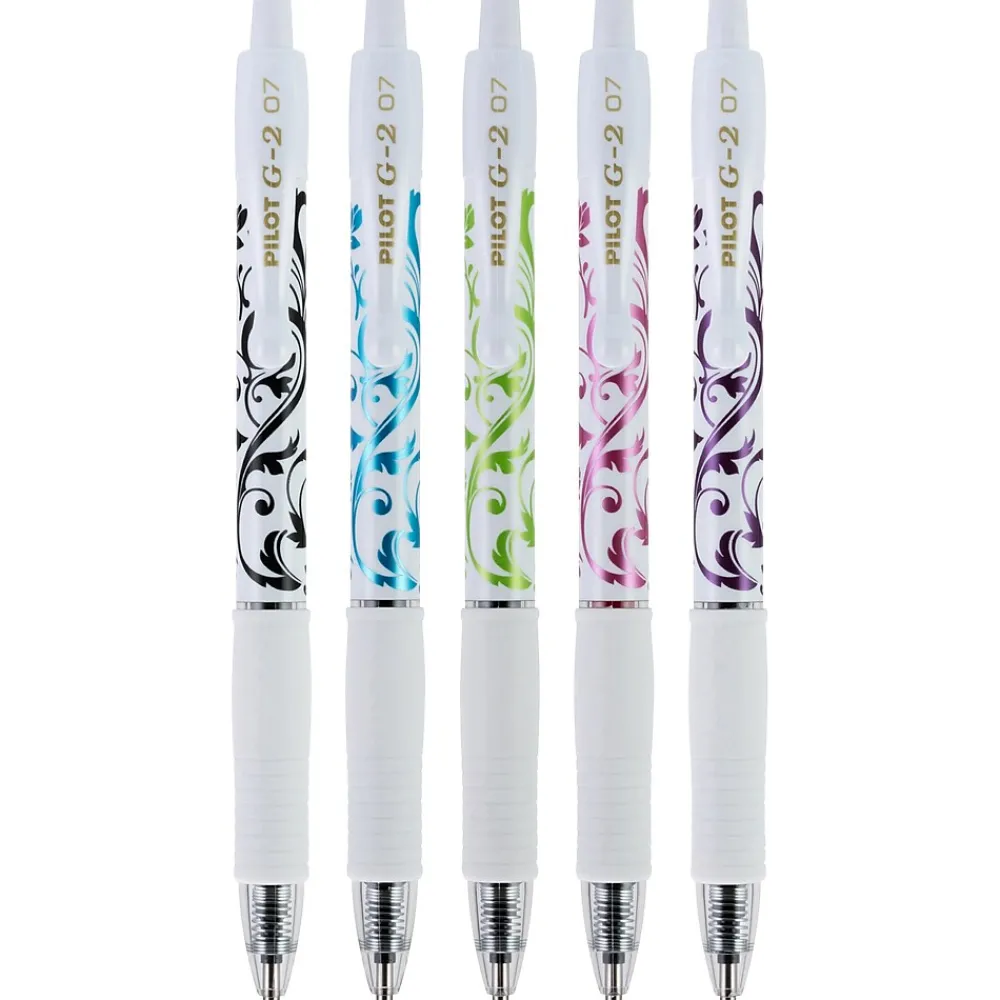 Pens|Pilot G2 Fashion Collection Retractable Gel Pens, Fine Point, Assorted Ink, 5/Pack (31392)