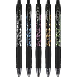 Pens|Pilot G2 Fashion Collection Retractable Gel Pens, Fine Point, Black Ink, 5/Pack (31373)