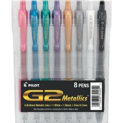 Pens|Pilot G2 Gel Pens, Fine Point, Assorted Metallic Ink, 8/Pack (PIL34405)