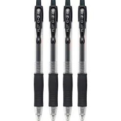 Pens|Pilot G2 Retractable Gel Pens, Extra Fine Point, Black Ink, 4/Pack (31055)