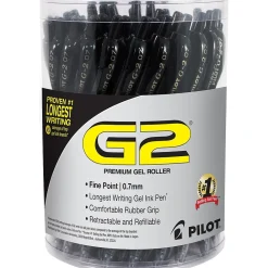 Pens|Pilot G2 Retractable Gel Pens, Fine Point, 0.7mm, Black Ink, 36/Pack (84065)