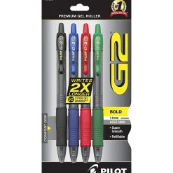 Pens|Pilot G2 Retractable Gel Pens, Bold Point, Assorted Ink, 4/Pack (31255)