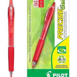Pens|Pilot Precise Gel BeGreen Retractable Gel Pens, Fine Point, Red Ink, Dozen (15003)