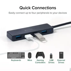 Plugable 4 Port USB Hub 3.0, USB Splitter for Laptop (USB3-HUB4A)