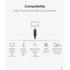 Plugable 3.3' USB C Power Cable, Black (TBT4-40G1M)