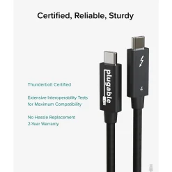 Plugable 3.3' USB C Power Cable, Black (TBT4-40G1M)