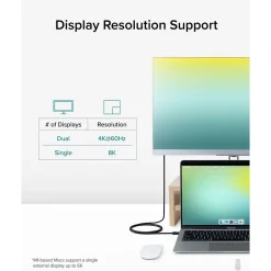 Plugable 6.56' USB C Power Cable, Black (TBT4-40G2M)