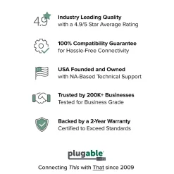 Plugable 6.56' USB C Power Cable, Black (TBT4-40G2M)