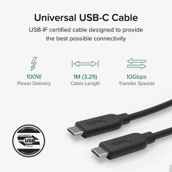Plugable 3.3' USB Cable, Black (USBC-C100)