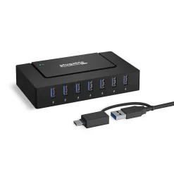 Plugable 7-in-1 Charging Hub with Data Transfer for USB-C or USB 3.0 Laptops