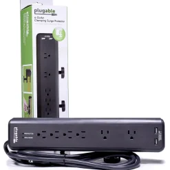 Plugable 6-Outlet 2100 J Desk Mountable Power Strip, 6' (PS6-USB2DC)