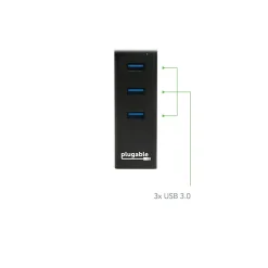 Plugable 3-Port USB 3.0 Hub, Black (USB3-HUB3ME)