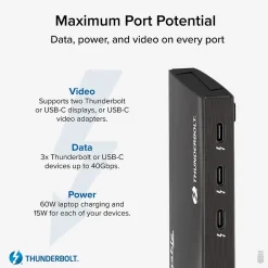 Plugable 4-Port USB-C Hub, Black (TBT4-HUB3C)