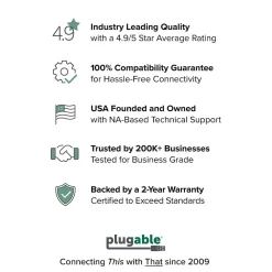 Plugable 4-Port USB-C Hub, Black (TBT4-HUB3C)