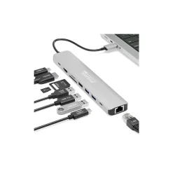 Plugable 9-Port USB-C Hub, Gray (USBC-9IN1E)