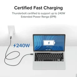 Plugable Thunderbolt-4 EPR 3.3' Cable, 240W, Black (TBT4-240W-1M)