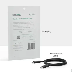 Plugable Thunderbolt-4 EPR 3.3' Cable, 240W, Black (TBT4-240W-1M)