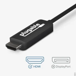 Plugable USB 3.1 Type C to HDMI 2.0 Audio/Video Cable, Male to Male, Black (USBC-HDMI-CABLE)