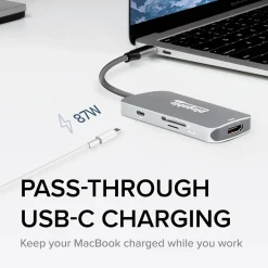 Plugable USB C Hub Multiport Adapter, 7-in-1 Hub, 87W Charging (USBC-7IN1)