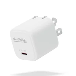 30W GaN USB C Charger Block, White (PS-30C1W)<Plugable Best