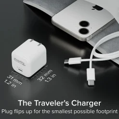 30W GaN USB C Charger Block, White (PS-30C1W)<Plugable Best