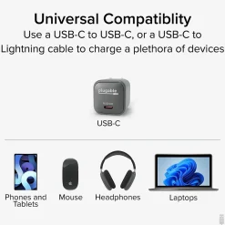 30W GaN USB C Charger Block, Black (PS-30C1B)<Plugable Outlet