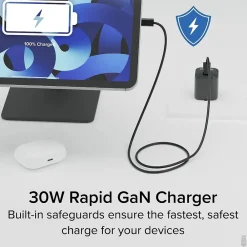 30W GaN USB C Charger Block, Black (PS-30C1B)<Plugable Outlet
