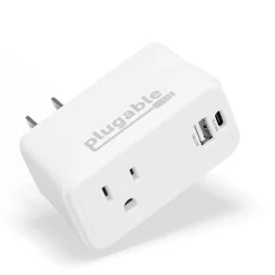 Wall Outlet Extender with USB-C and USB Charger, White (PS1-CA1)<Plugable Hot