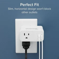 Wall Outlet Extender with USB-C and USB Charger, White (PS1-CA1)<Plugable Hot