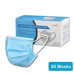 Unbranded 3-ply Disposable Half Face Mask, Adult, Blue, 50/Box (WXDKZ0007E/ET10000/FM-34EE)