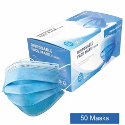 Unbranded 3-ply Disposable Half Face Mask, Adult, Blue, 50/Box (WXDKZ0007E/ET10000/FM-34EE)