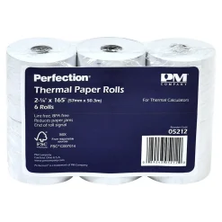 Pos Paper*PM Company Thermal Cash Register Paper Rolls, 2 1/4" x 165', BPA Free, 6 Rolls/Pack (PMC05212)