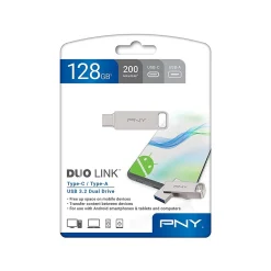 Hot PNY DUO LINK Dual 128GB USB 3.2 Type C Flash Drive, Silver (P-FDI128DULINKT)