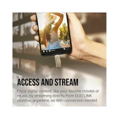 PNY DUO LINK Dual 256GB USB 3.2 Type-C Flash Drive, Silver (P-FDI256DULINKTYC-GE)