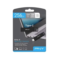 New PNY Elite-X 256GB USB Type-C Flash Drive, Black (P-FDI256ELTXC-GE)