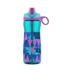 POGO GEAR Taffy Triangles Tritan Water Bottle with Soft Straw, 18 oz., Blue/Purple (213-7694-424-6)