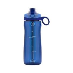 POGO GEAR Tritan Water Bottle with Soft Straw, 18 oz., Blue (213-0694-021-6)