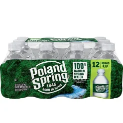 Poland Spring 100% Natural Spring Water, Regular Flavor, 8 oz. Mini Plastic Bottles, 48/Carton (100987)