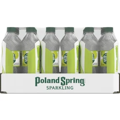 Poland Spring Sparkling Water, Zesty Lime, 16.9 oz. Bottles, 24/Carton (12349570/122058)