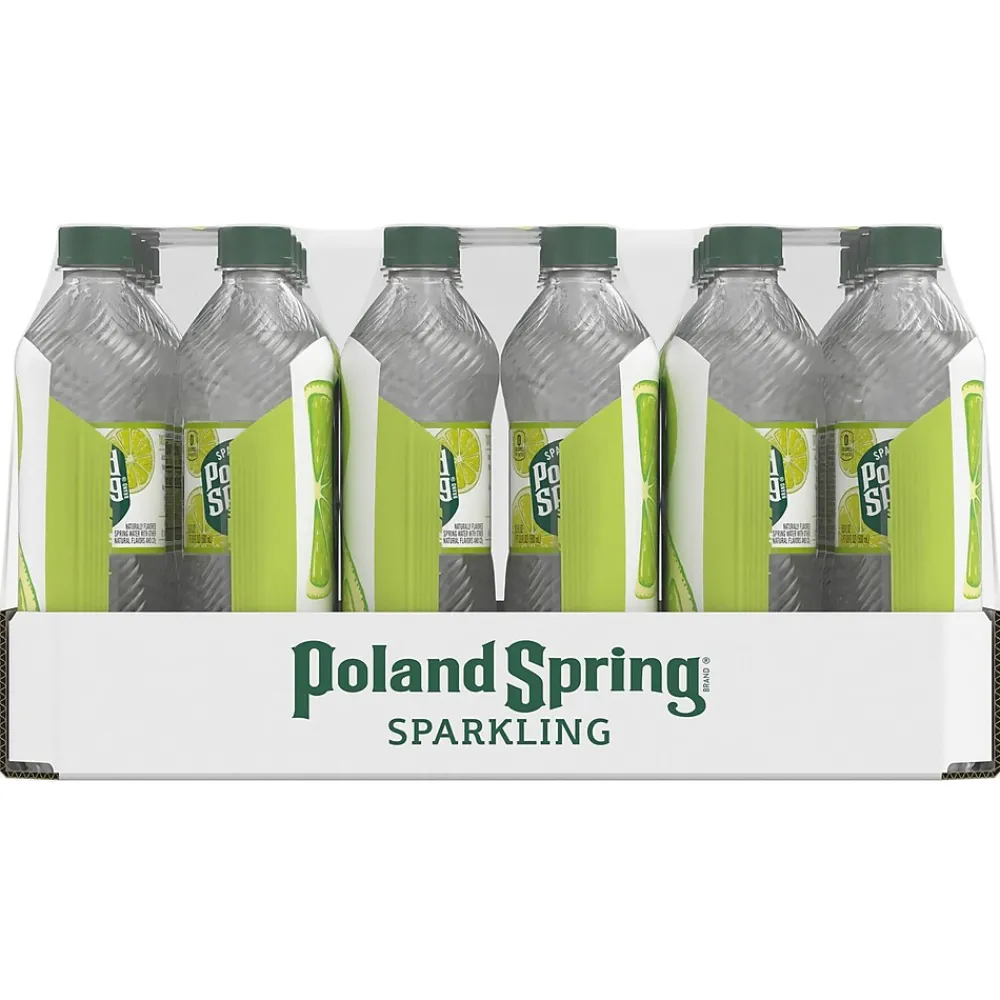 Poland Spring Sparkling Water, Zesty Lime, 16.9 oz. Bottles, 24/Carton (12349570/122058)