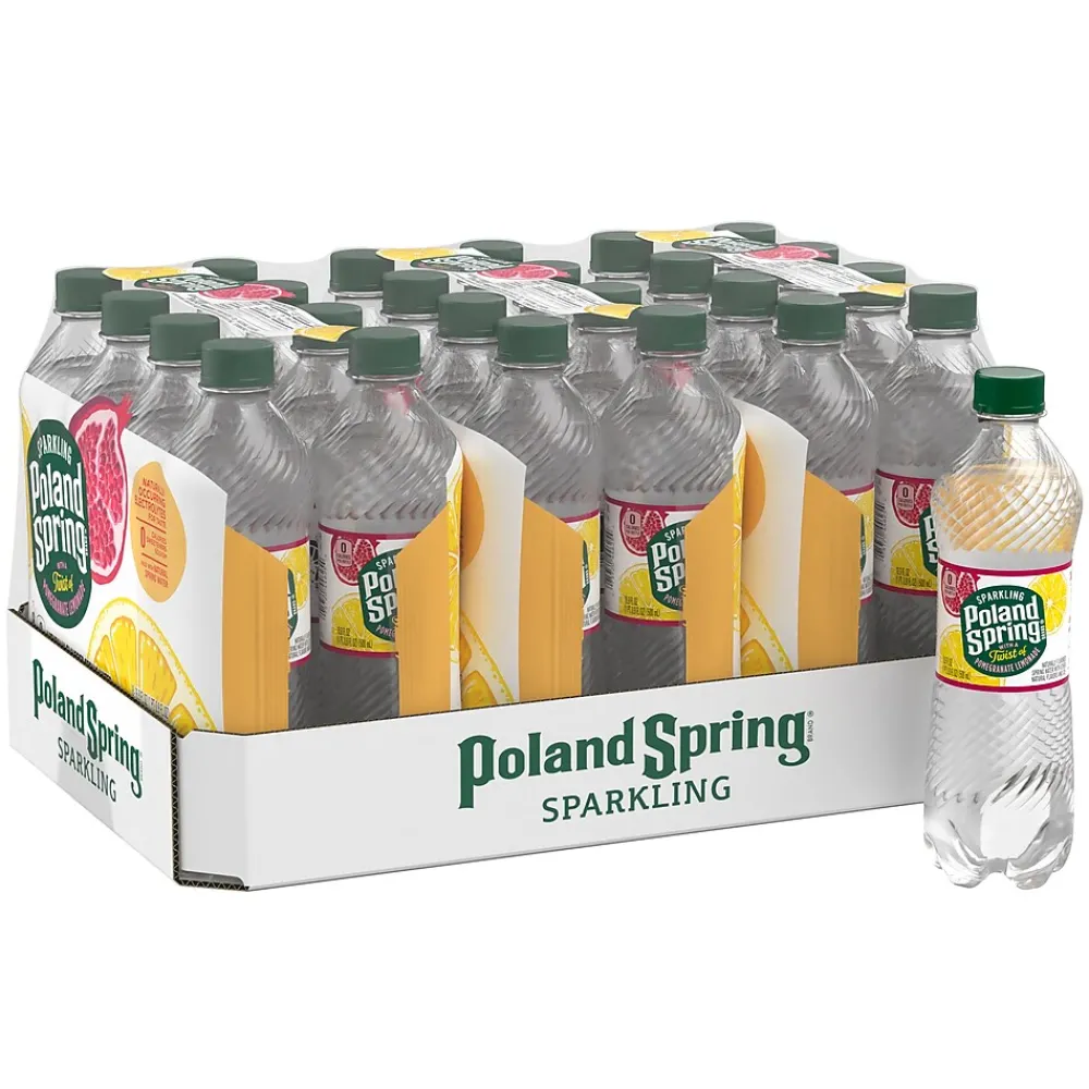 Poland Spring Sparkling Water, Pomegranate Lemonade, 16.9 oz. Bottles, 24/Carton (12349576)