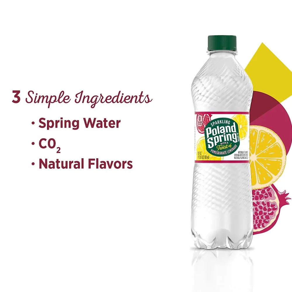 Poland Spring Sparkling Water, Pomegranate Lemonade, 16.9 oz. Bottles, 24/Carton (12349576)