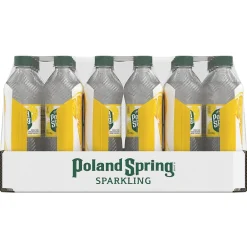 Poland Spring Sparkling Water, Lively Lemon, 16.9 oz. Bottles, 24/Carton (12349569/100965)