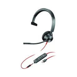 Hot Poly Blackwire 3315 Mono Headset, USB-C/3.5mm, MS Certified/UC Certified (8X218AA)