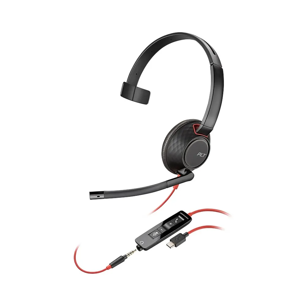 Discount Poly Blackwire 5210 Mono Headset, USB-C/3.5mm, UC Certified (8X230AA)