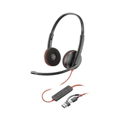 Outlet Poly Blackwire 3220 Stereo Headset, USB-C/USB-A, UC Certified (8X228AA)