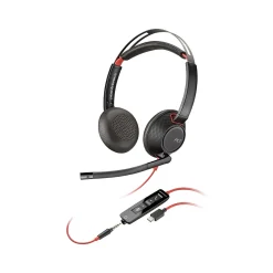 New Poly Blackwire 5220 Stereo Headset, USB-C/3.5mm, UC Certified, Bulk (8X231A6)