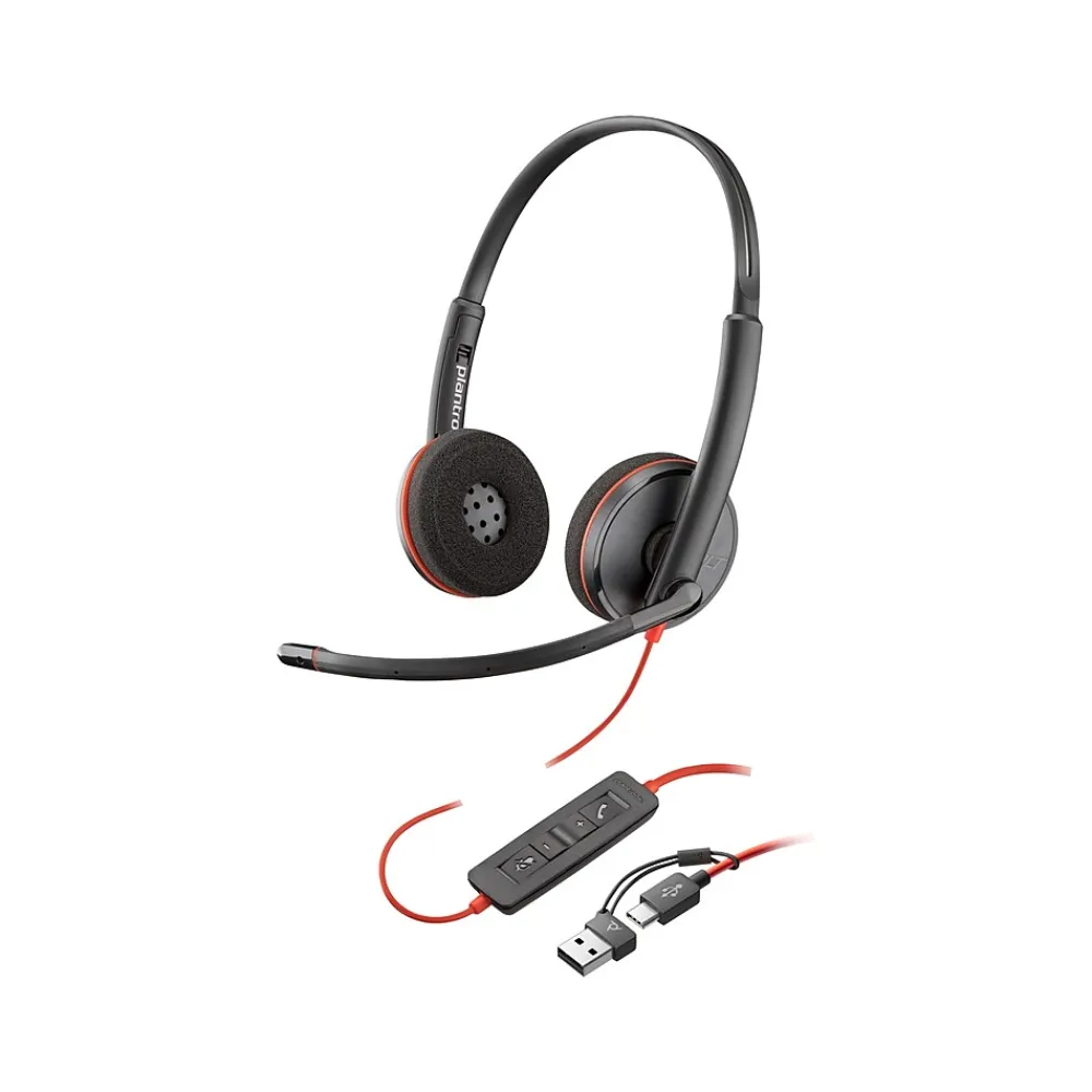 Discount Poly Blackwire 3220 Stereo Headset, USB-C/USB-A, UC Certified, Bulk (8X2J9A6)