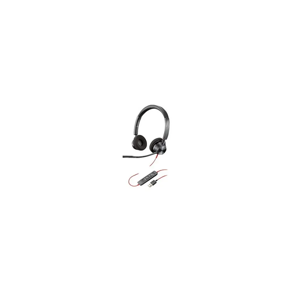 Online Poly Blackwire 3320 Wired Stereo On Ear Computer Headset, Black (213934-01)
