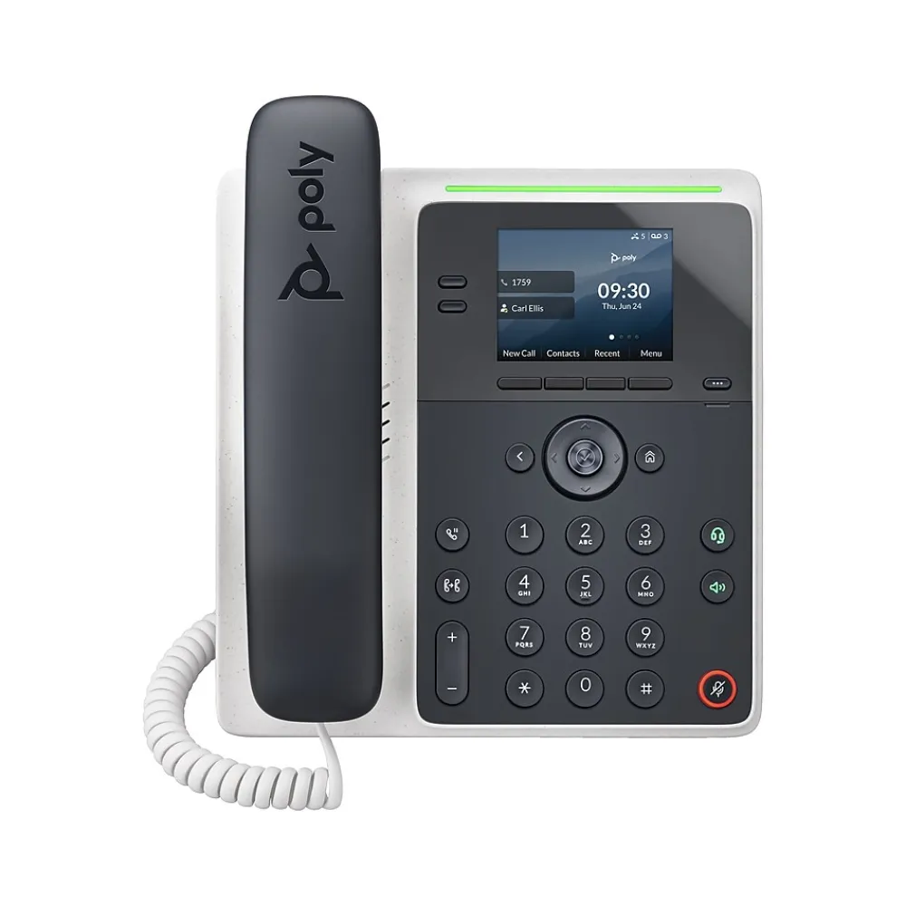 Poly Edge E100 8-Line VOIP Phone, White/Black (89B49AA)